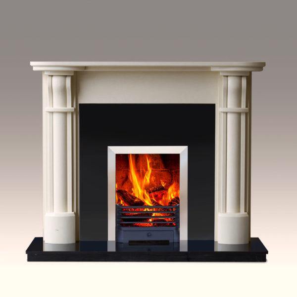 Rosse 54" Marble Fireplace Surround in Alpine White and Ivory Pearl - Fireplaces and Stoves Drogheda