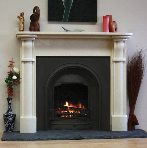 Rosse 54" Marble Fireplace Surround in Alpine White and Ivory Pearl - Fireplaces and Stoves Drogheda